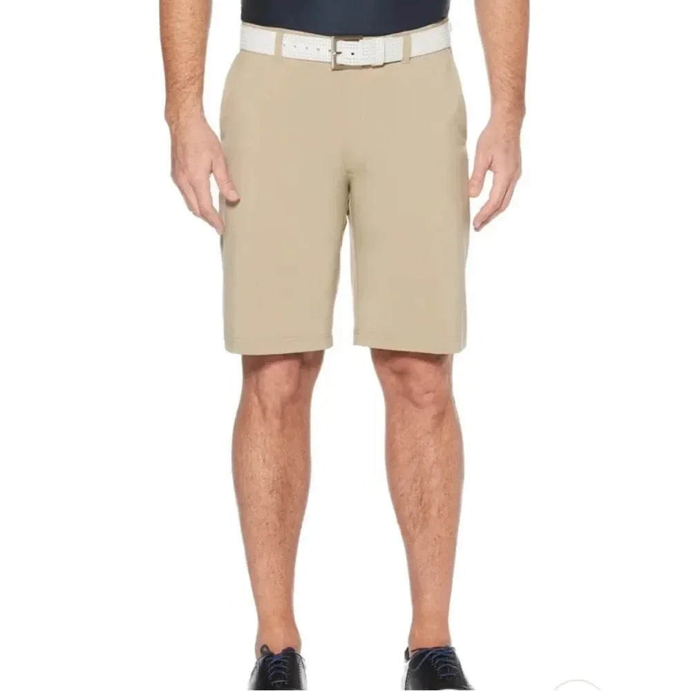 PGA Tour flat front golf shorts, tan. 10” inseam. Size 34